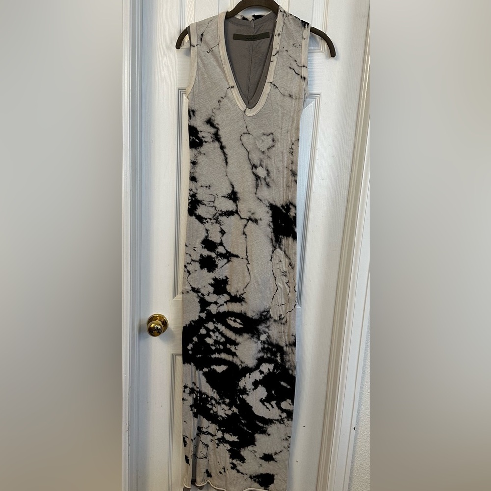 Enza Costa Black and Cream Tie-Dye Maxi Dress